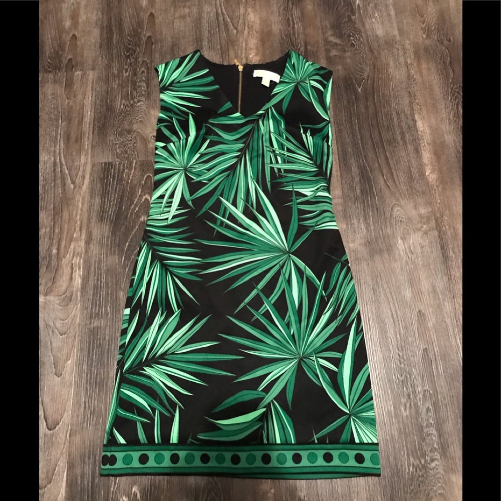 MICHAEL KORS SLEEVELESS BLACK AND GREEN DRESS